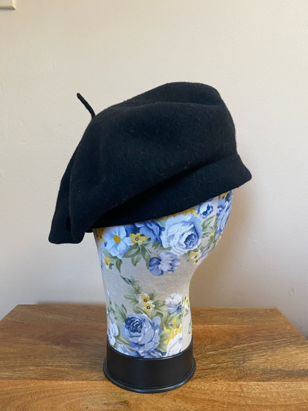 VTG 90’s Parkhurst Canada  Black Wool Beret Hat - Picture 2 of 10